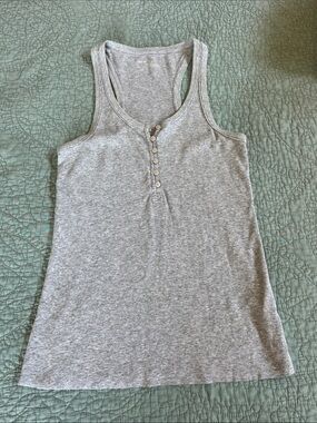 Aerie Grey Ribbed Henley Racerback Tank - size M